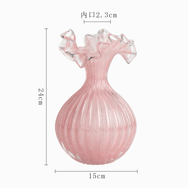 Pink Pleated Vase, 9.5"