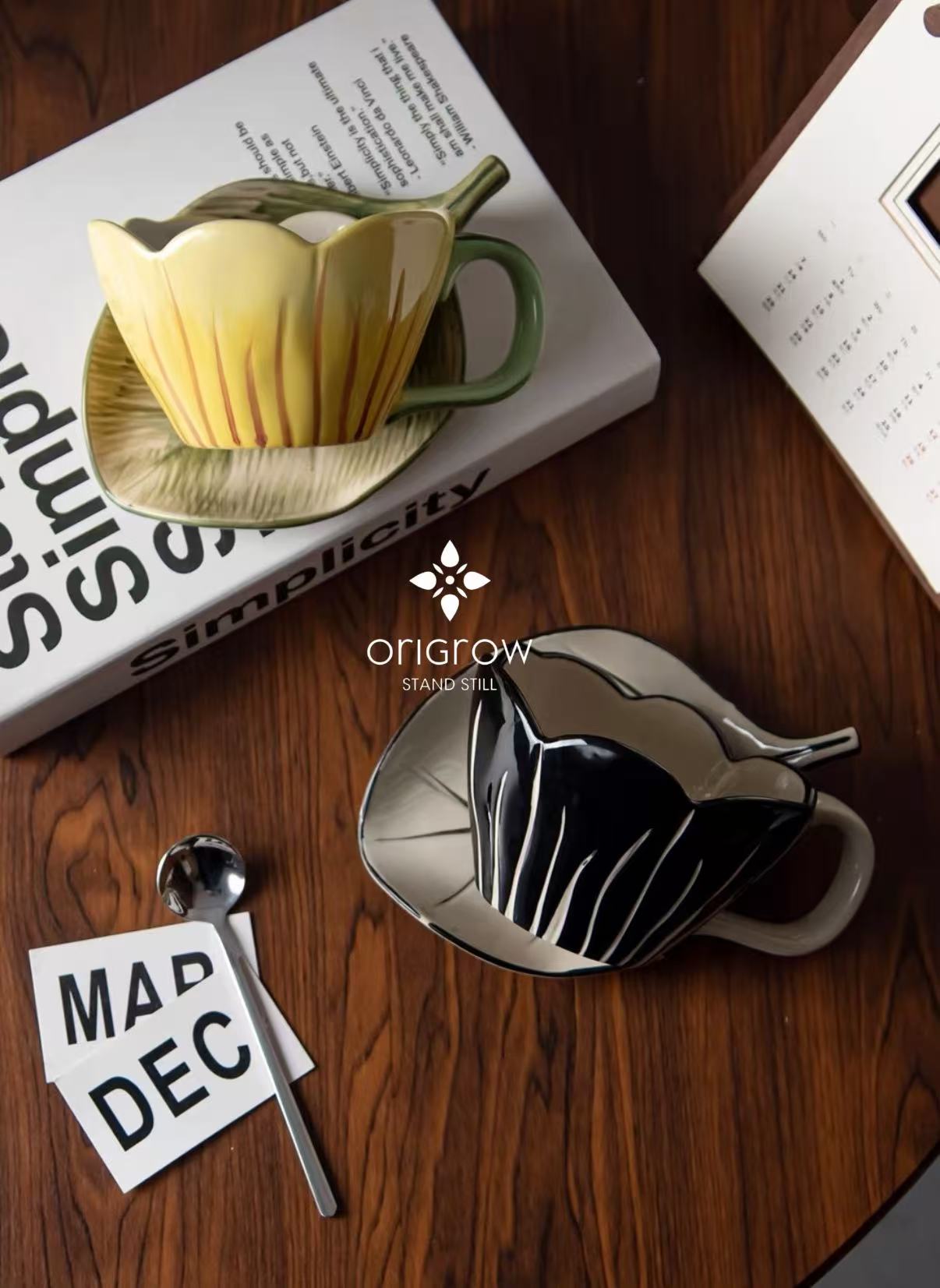 Tulip Flower Tea Cup and Saucer Set, 200ml"