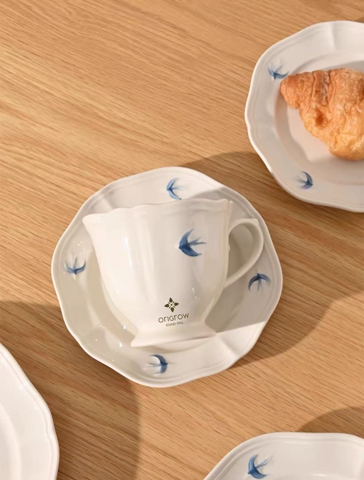 Blue Birdie Tea Cup and Saucer Set