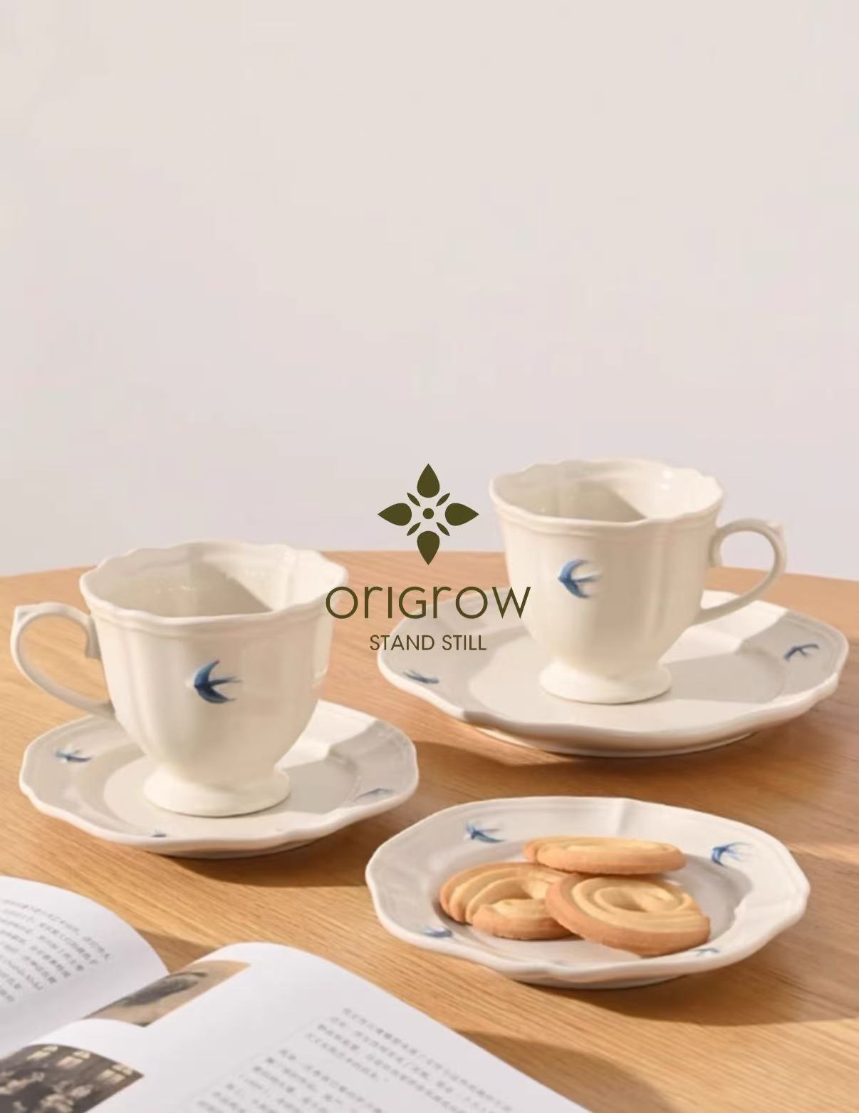 Blue Birdie Tea Cup and Saucer Set