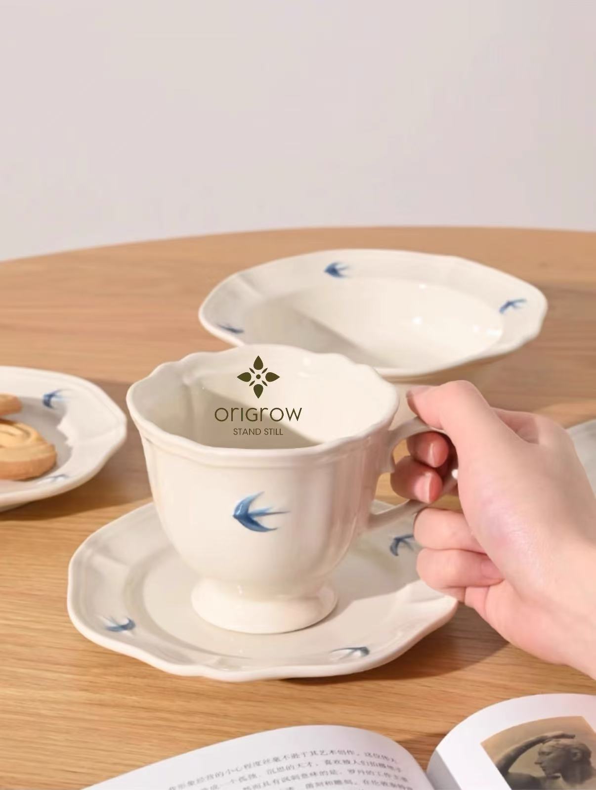 Blue Birdie Tea Cup and Saucer Set