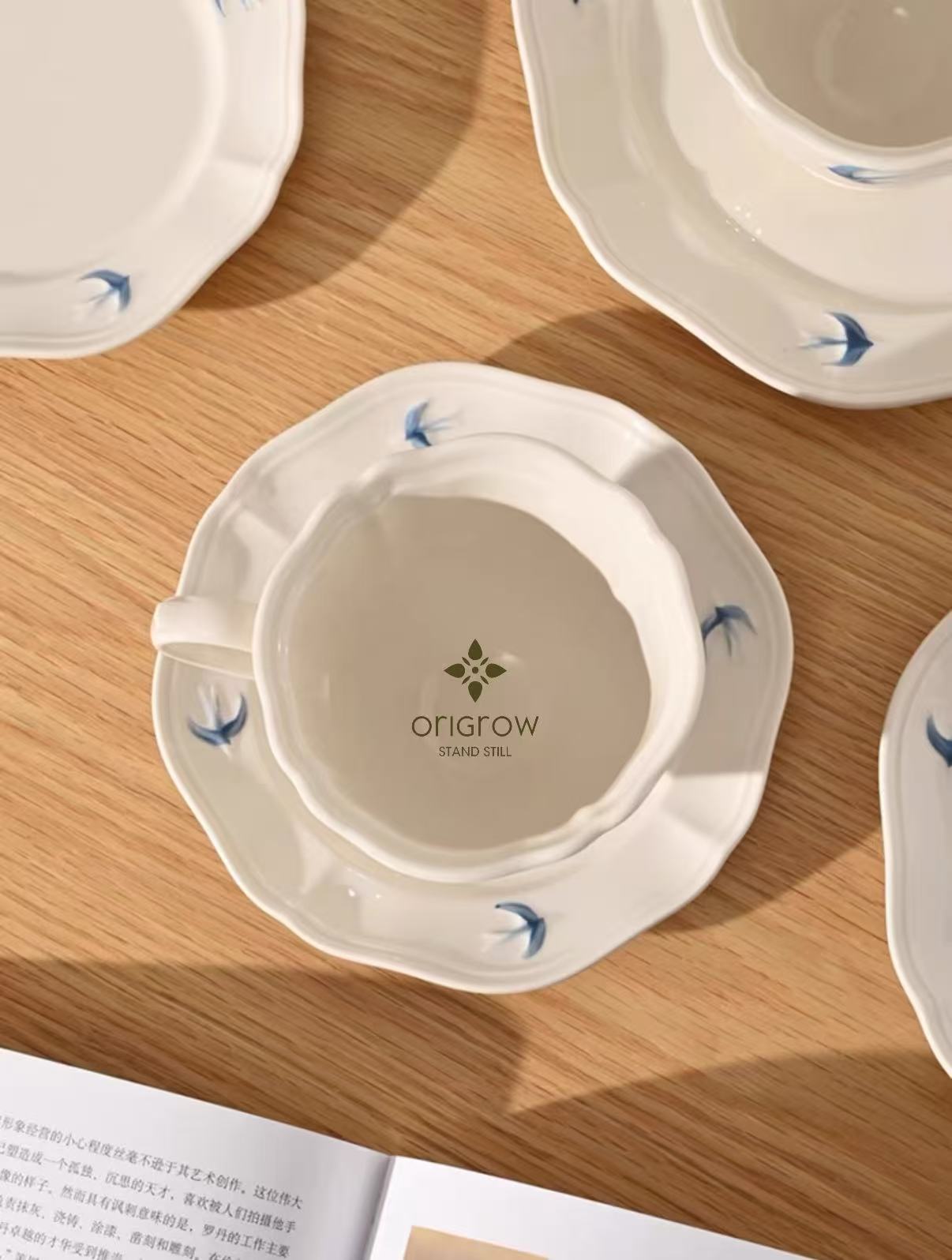 Blue Birdie Tea Cup and Saucer Set