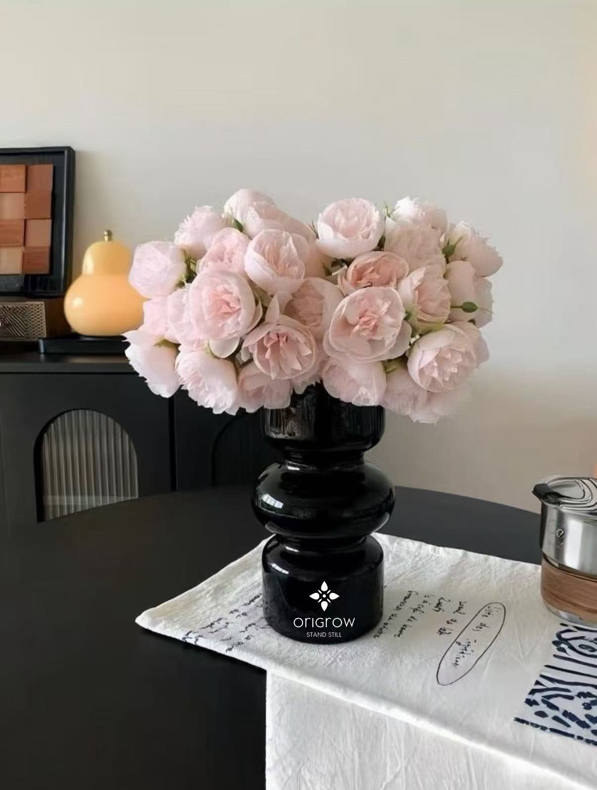 Retro Black Glass Vase, 10"