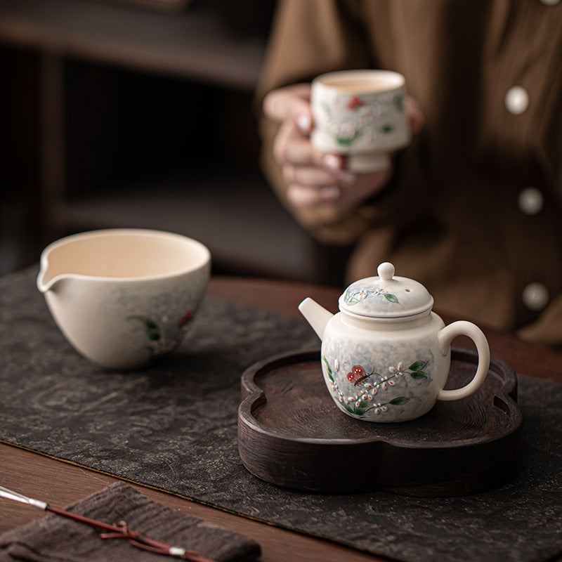 Blue and white ceramic tea cup collection - Orchid