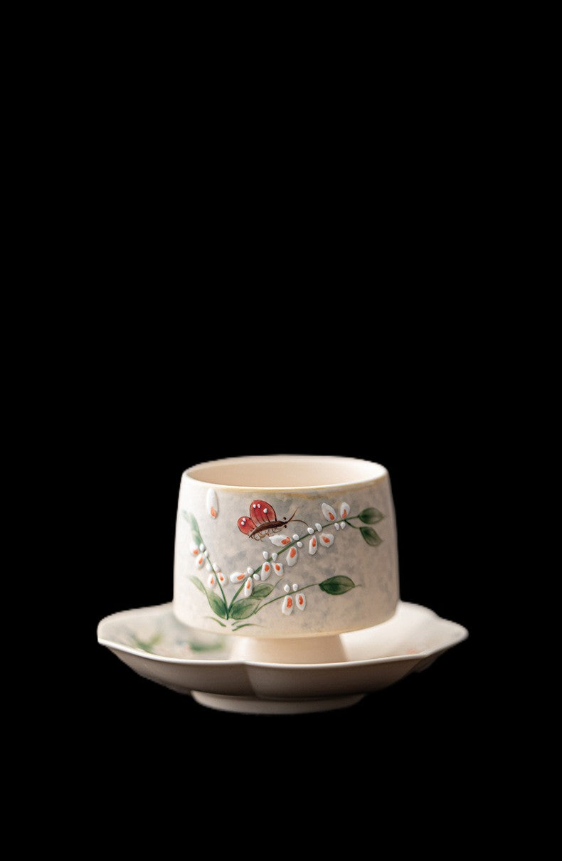 Blue and white ceramic tea cup collection - Orchid